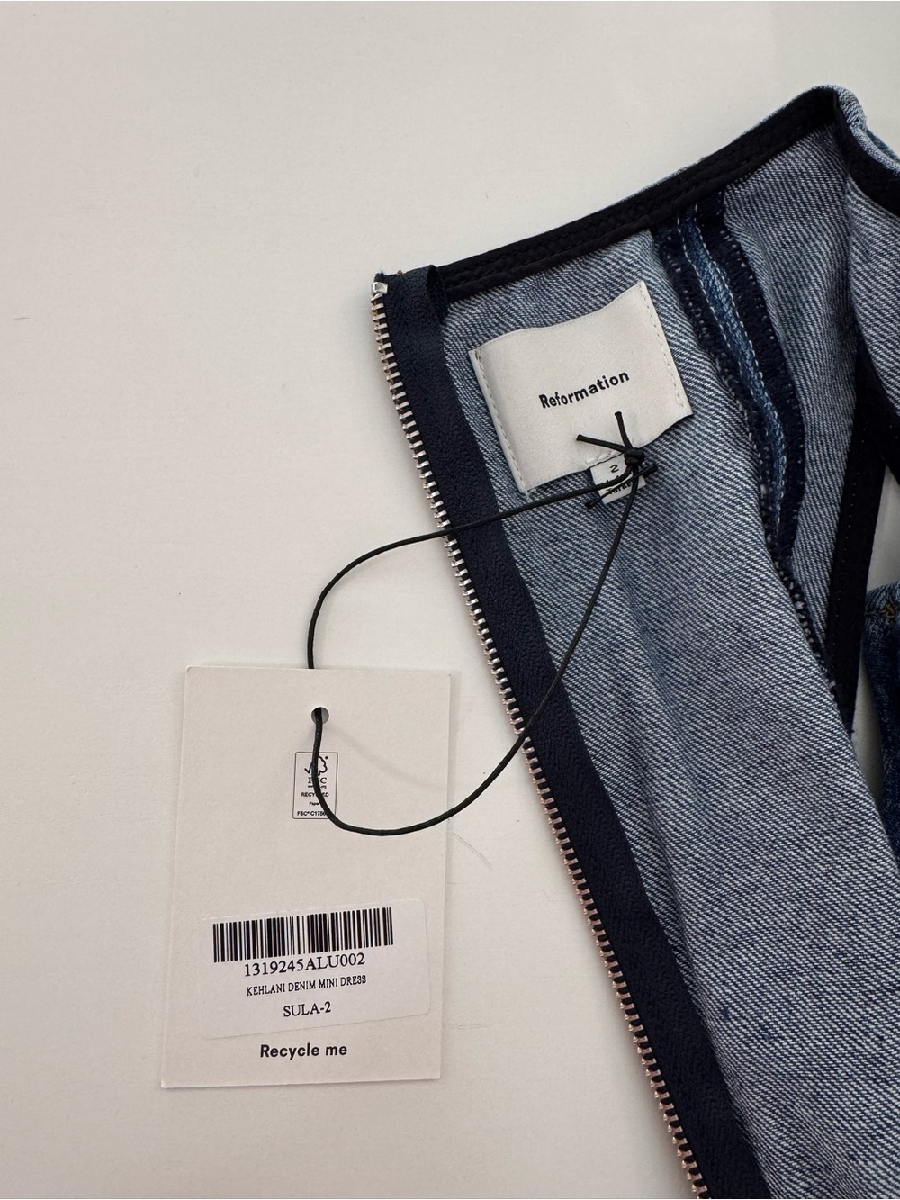 NWT Reformation Kehlani Denim Mini Dress Size 2 Light Wash Blue in Sula - Picture 6 of 6